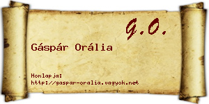 Gáspár Orália névjegykártya